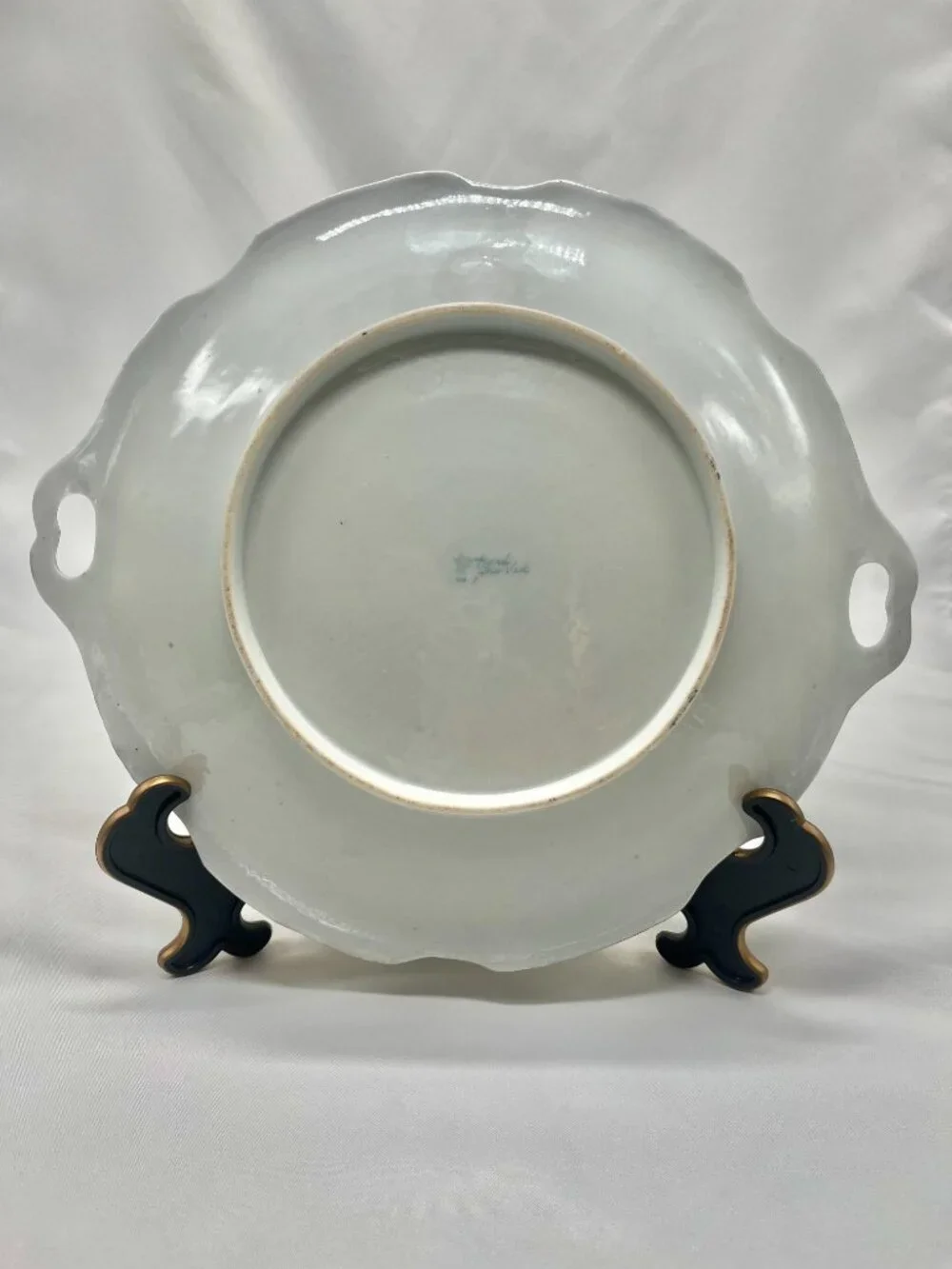 Antique Nippon Hand-Painted Porcelain Double-Handled Cake Plate, 1891-1911